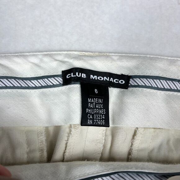 Club Monaco Womens Crop Chino Pants Beige Mid Rise Work Casual Trousers Size 6 - Picture 5 of 13